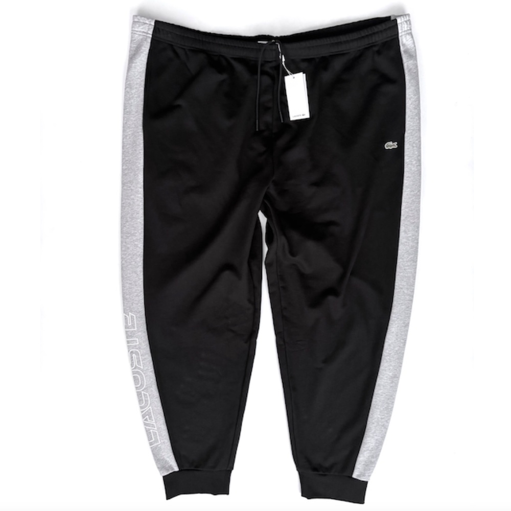 Lacoste Nwt Black w/ Gray Stripe Color Block Pull On Sweatpants Pants 4XLB 4XB